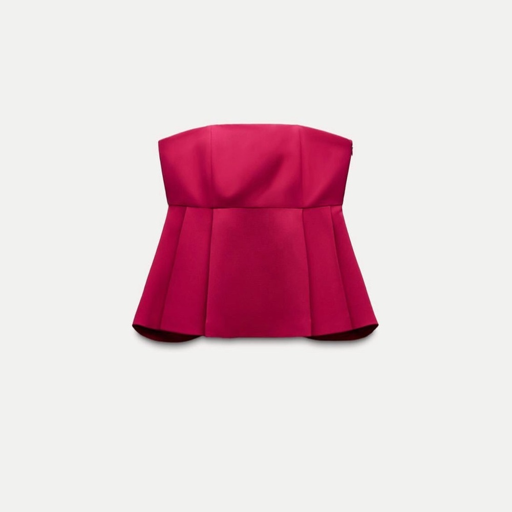 ZARA BUSTIER TOP WITH FLARED HEM